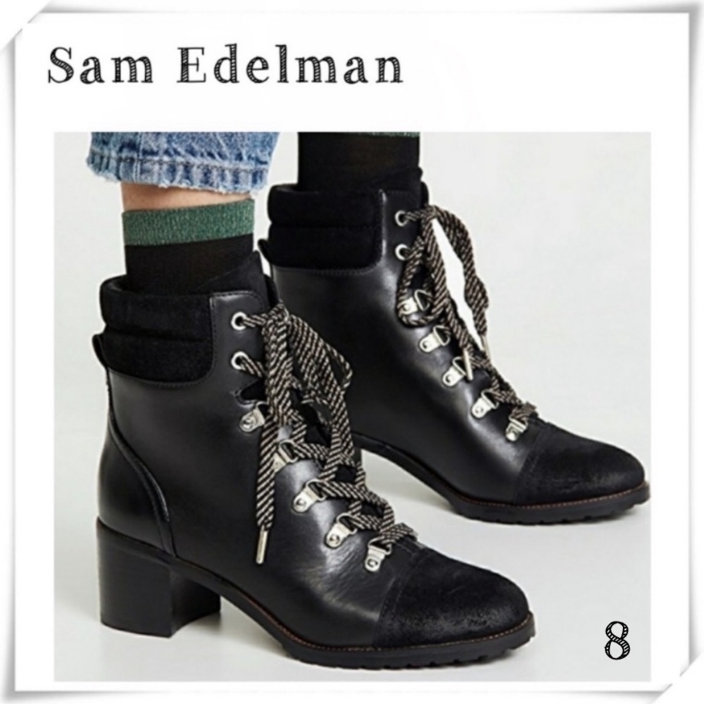 SAM Edelman Manchester Ankle Lace up Hiking Boot in Black Size 8